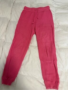 Zara Waffle-Knit Jogger Pants - Hot Pink